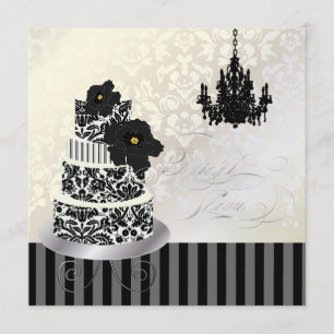 PixDezines SCHWARZ+WEIßE HOCHZEITSTORTE BRIDAL SHO Einladung