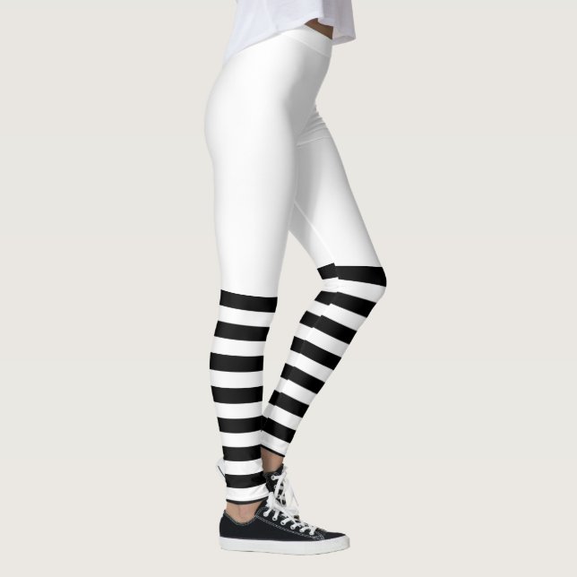 PixDezines Schwarze Streifen/einstellbarer/DIY-Hin Leggings (Rechts)