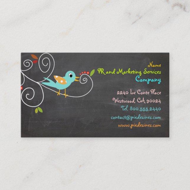 PixDezines SEO/blue bird/DIY Hintergrundfarbe Visitenkarte (Vorderseite)