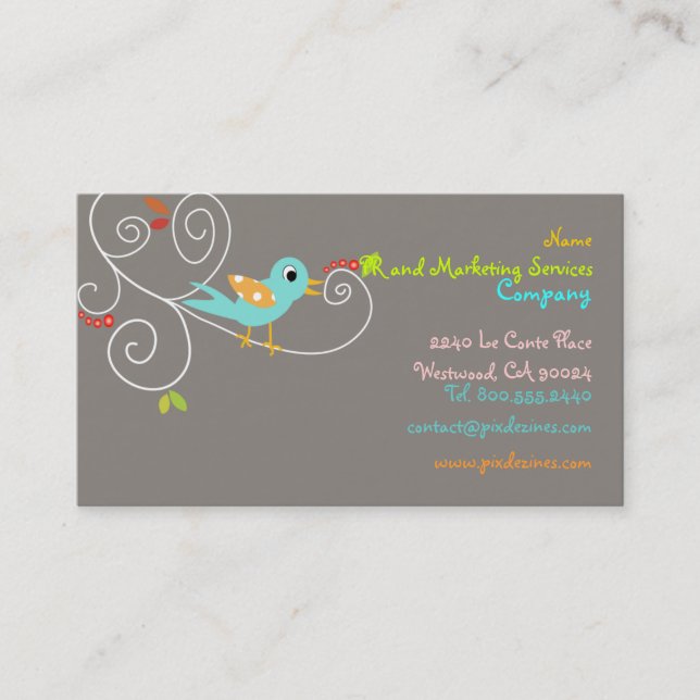 PixDezines SEO/blue bird/DIY Hintergrundfarbe Visitenkarte (Vorderseite)