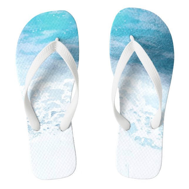 PixDezines Shoreline Aqua Blue Flip Flops (Fußbett)