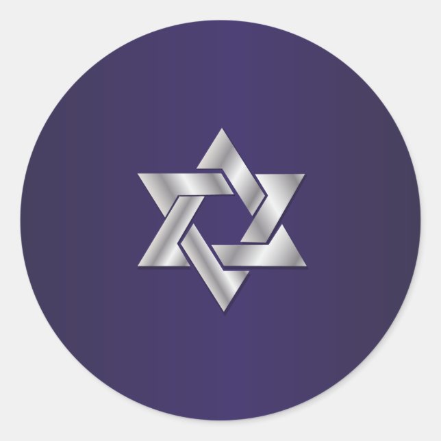 PixDezines silberer Stern von david/DIY Hintergrun Runder Aufkleber (Vorderseite)