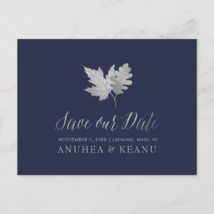 PixDezines Silver Fall Foliage/Rett Ankündigungspostkarte