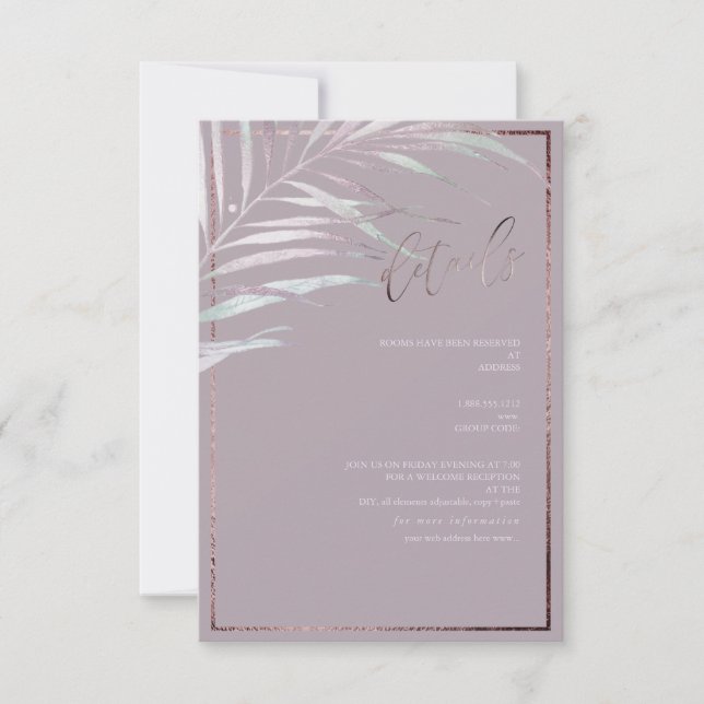 PixDezines Silver Mauve Palm Details Karten (Vorderseite)