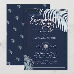 PixDezines Silver Palm Fronds, Engagement Party Einladung
