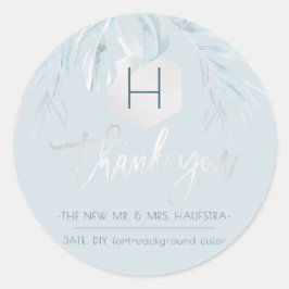 PixDezines Silver Palms Monogram, vielen Dank Runder Aufkleber