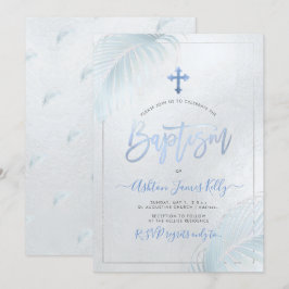 PixDezines Silver Palms Taufe Einladung