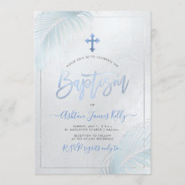 PixDezines Silver Palms Taufe Einladung