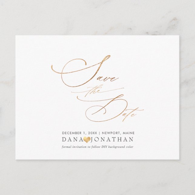 PixDezines Simple Elegant Imitats Gold Luxe Script Postkarte (Vorderseite)