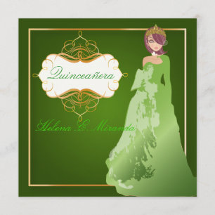PixDezines Smaragd-Tiara-/ Abendkleid Quinceañera Einladung