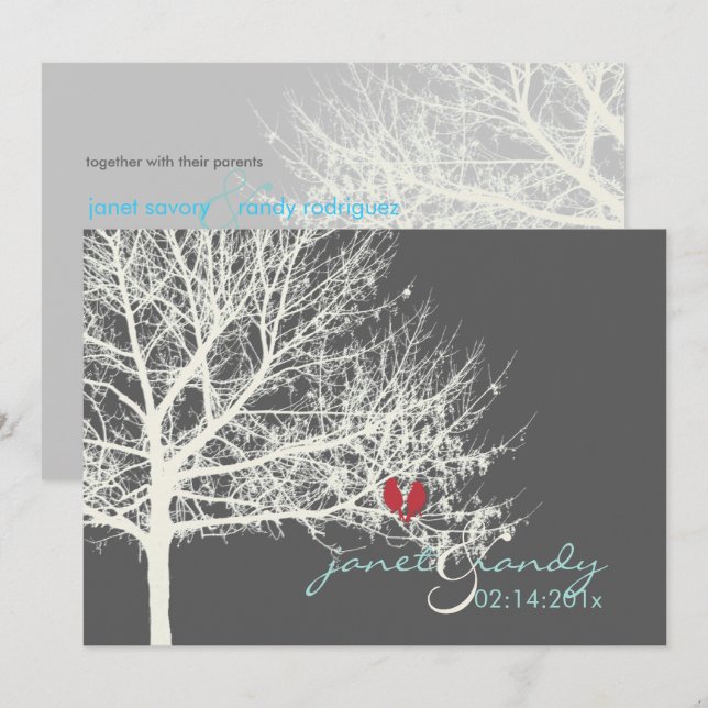 PixDezines SNOW BIRDS/WINTER/DICHT-Farben Einladung (Vorne/Hinten)