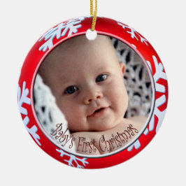 PixDezines Snowflakes Baby's First Christmas Keramik Ornament