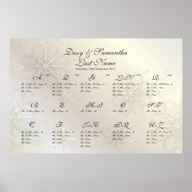 PixDezines Snowflakes, tableau de sièges par Alpha (Devant)