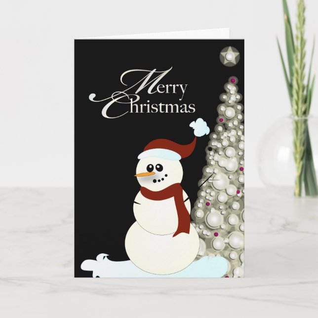 PixDezines Snowman/Glühwein Feiertagskarte (Vorderseite)