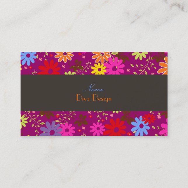 PixDezines Sommerblüten, BusinessCard Visitenkarte (Vorderseite)