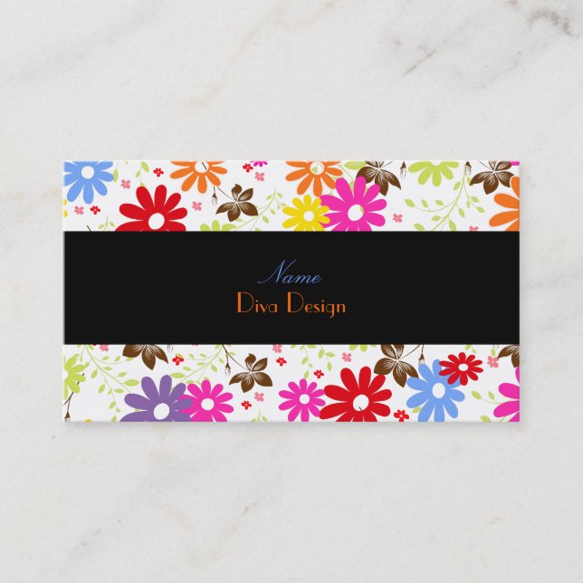 PixDezines Sommerblüten, BusinessCard Visitenkarte (Vorderseite)