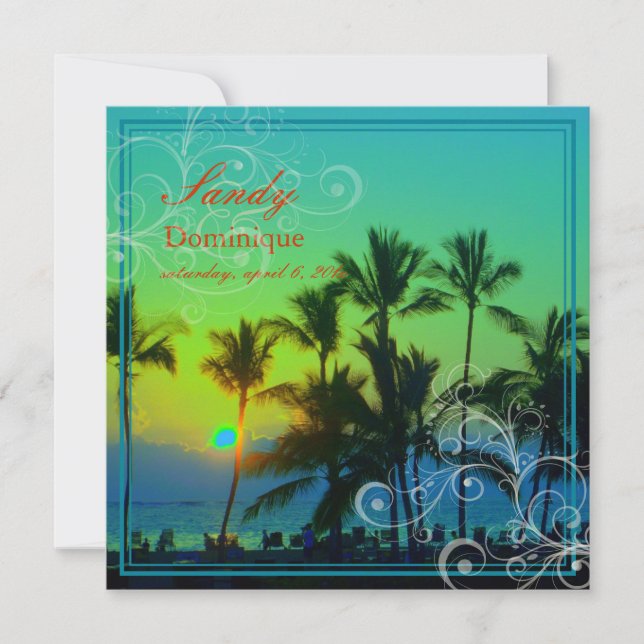 PixDezines Sonnenuntergang bei A-Bay/hawaii Einladung (Vorderseite)