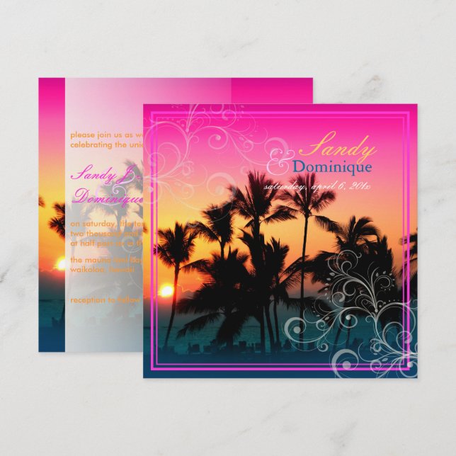 PixDezines Sonnenuntergang bei A-Bay/hawaii Einladung (Vorne/Hinten)