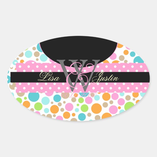 PIxDezines Sorbet Dots/DIY Farben! Ovaler Aufkleber (Vorderseite)