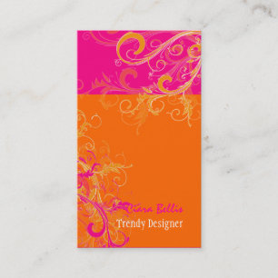 PixDezines Sorbet Wirbel /Rosa+Mandarine Visitenkarte