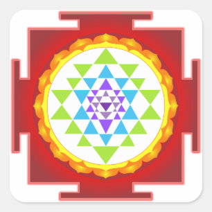 PixDezines Sri Yantra/Chakra Clearing/Focus Point Quadratischer Aufkleber