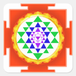 PixDezines Sri Yantra Chakra Clearing/Orange Glow Quadratischer Aufkleber