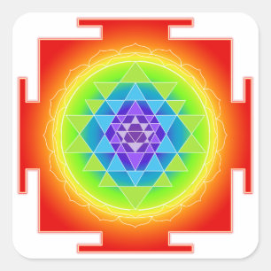 PixDezines Sri Yantra/Chakra/Meditation/Regenbogen Quadratischer Aufkleber