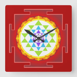 PixDezines Sri Yantra/Chakra Quadratische Wanduhr