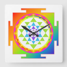 PixDezines Sri Yantra/Chakra/Rainbow Quadratische Wanduhr