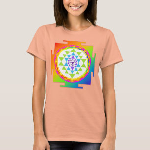 PixDezines Sri Yantra/Regenbogen T-Shirt