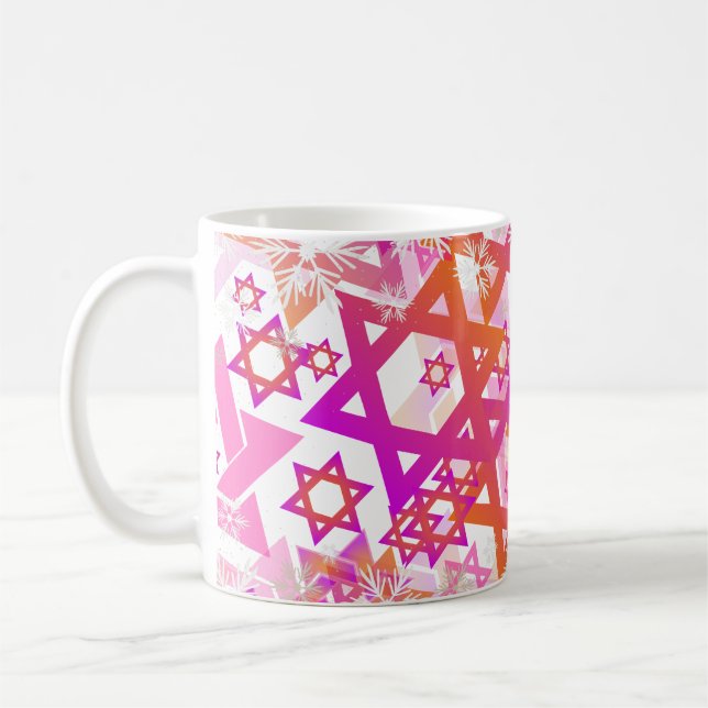 PixDezines Star von David Pattern, Pink+Orange Kaffeetasse (Links)