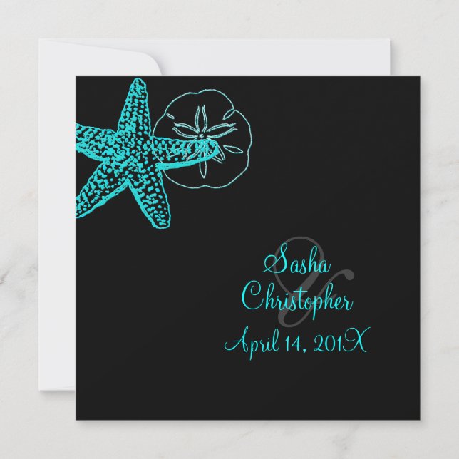 PixDezines Starfish/Beach Wedding Invitations (Devant)
