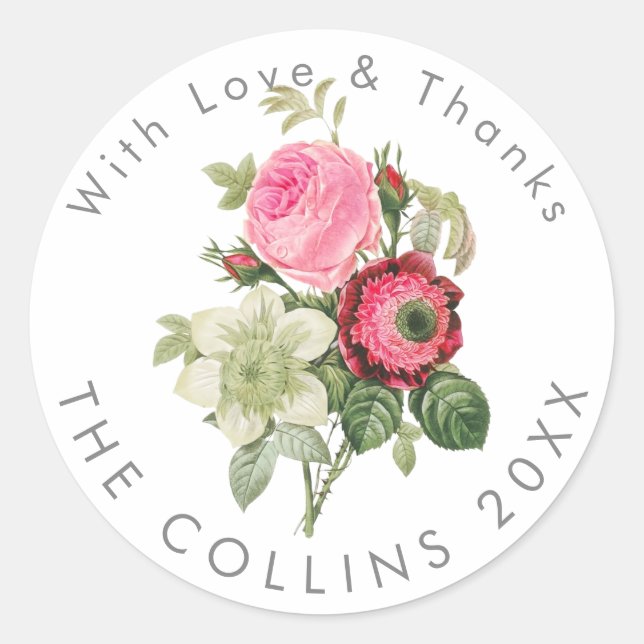PixDezines Stickers Merci Roses Roses Vintages (Devant)