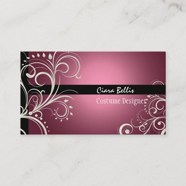 PixDezines Stilvolle Pearl Wirbel+pink mauve Visitenkarte (Vorderseite)