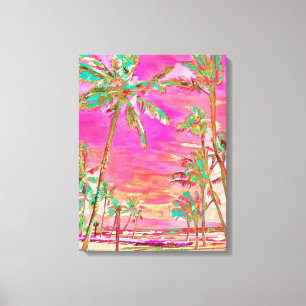 PixDezines Strand/Hawaii/Bucht/Rosa/Türkis Leinwanddruck
