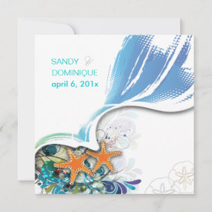 PixDezines Strand Hochzeit-/DJ-Hintergrundfarbe Einladung