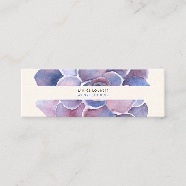 PixDezines Succulent Watercolor, PurpleWüste-Rose Mini Visitenkarte (Vorderseite)