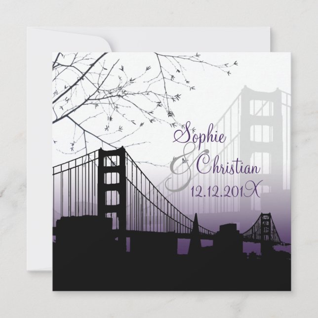 PixDezines SUNSET AM GOLDEN GATE/DIY Hintergrund Einladung (Vorderseite)