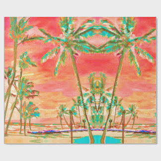 PixDezines Sunset Hawaiian Beach/Coral/Teal Geschenkpapier