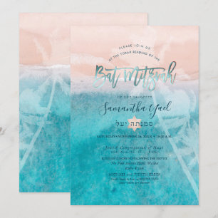 PixDezines Surfs Up Beach Bat mitzvah Invitation