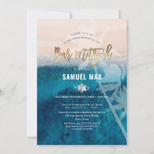 PixDezines surft hoch, Palmen, Strand Bar Mitzwa Einladung