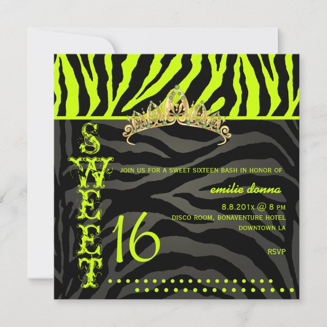 PixDezines Süß 16/Zebrastreifen Einladung (Vorderseite)