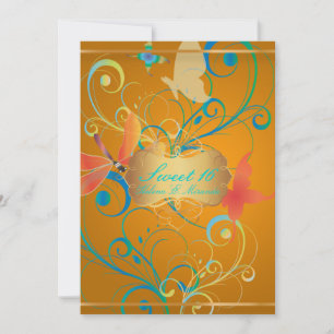 PixDezines Sweet 16/Butterfiles/Wirbel/Drachenflie Einladung