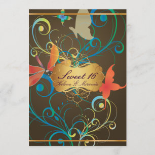 PixDezines Sweet 16/Butterfiles/Wirbel/Drachenflie Einladung
