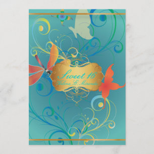 PixDezines Sweet 16/Butterfiles/Wirbel/Drachenflie Einladung