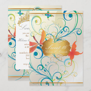 PixDezines SWEET 16/BUTTERFLIES/WIRBEL/DRAGONFLIES Einladung