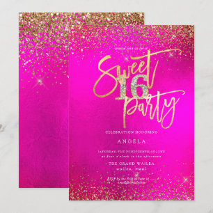 PixDezines Sweet 16 Diamond Glitter Watercolor Einladung