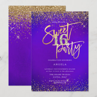 PixDezines Sweet 16 Diamond Glitzer Ultra Violet Einladung