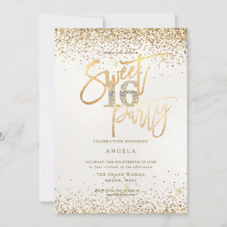 PixDezines Sweet 16 Diamond Pearl Gold Glitzer Einladung