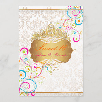 PixDezines Sweet 16/Rainbow Wirbel/DIY-Hintergrund Einladung